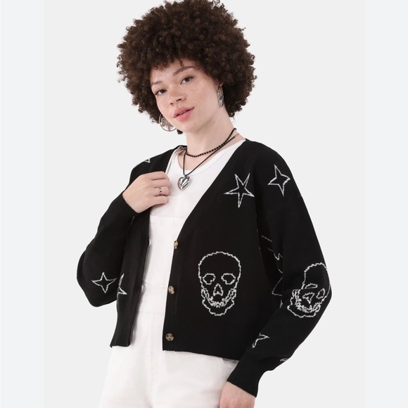 No Boundaries white skull Cardigan, Women's size small - Picture 1 of 9
